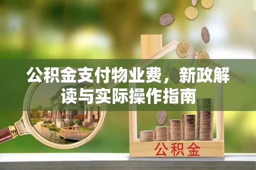桑珠孜公积金支付物业费，新政解读与实际操作指南